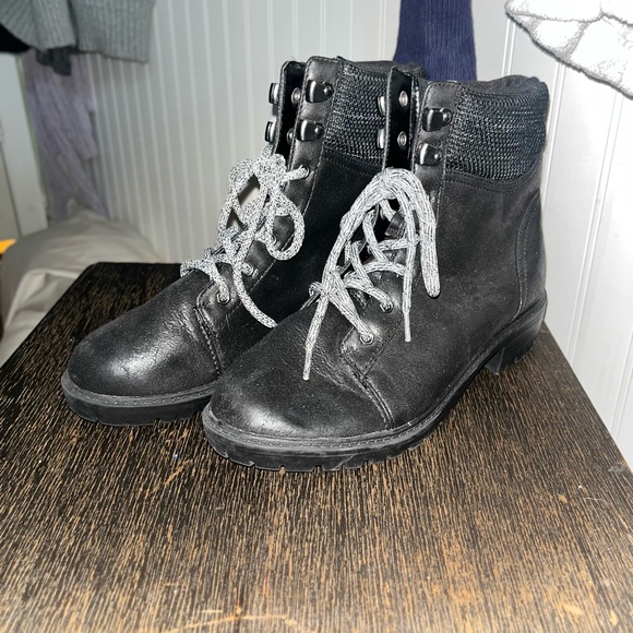 Madewell Shoes - Madewell Black Combat Boots with Lace-Up Design